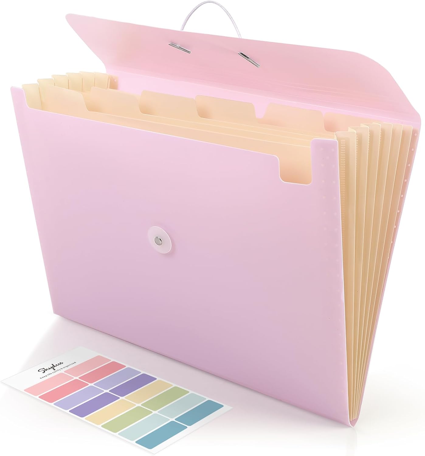 Expanding File Folder with 7 Pockets, Accordion File Organizer, Folders for Documents, Portable Receipt Paper Organizer, Letter Size Filing Folder School Office Supplies, Black