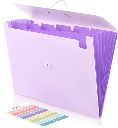 Expanding File Folder with 7 Pockets, Accordion File Organizer, Folders for Documents, Portable Receipt Paper Organizer, Letter Size Filing Folder School Office Supplies, Black