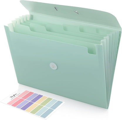 Expanding File Folder with 7 Pockets, Accordion File Organizer, Folders for Documents, Portable Receipt Paper Organizer, Letter Size Filing Folder School Office Supplies, Black