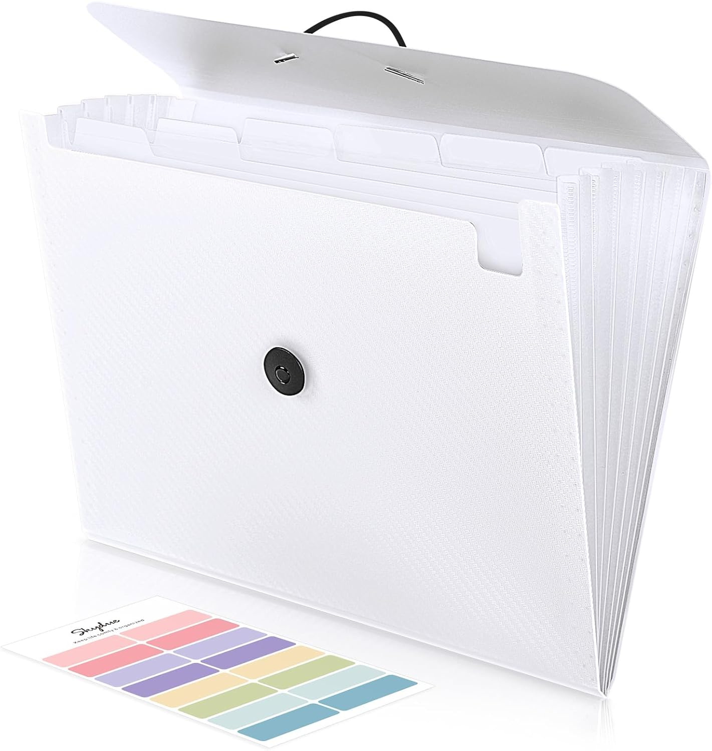 Expanding File Folder with 7 Pockets, Accordion File Organizer, Folders for Documents, Portable Receipt Paper Organizer, Letter Size Filing Folder School Office Supplies, Black