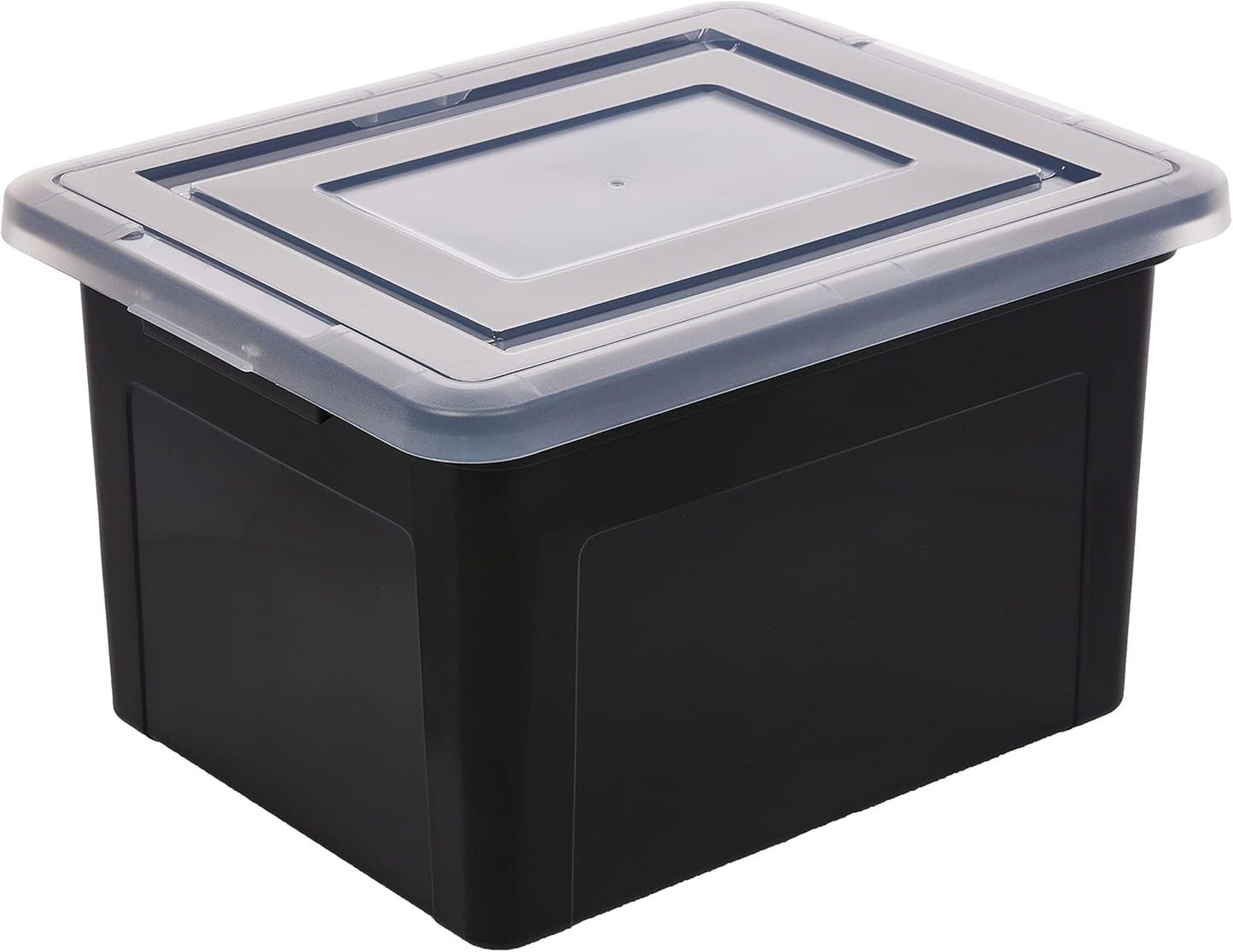 File Box, Plastic File Organizer with Lids for Letter/Legal File, Portable Document Box For Moving, Storage Bin with Durable and Secure Lid, Stackable Nestable BPA-Free, Clear 35 Qt. 8 Pack