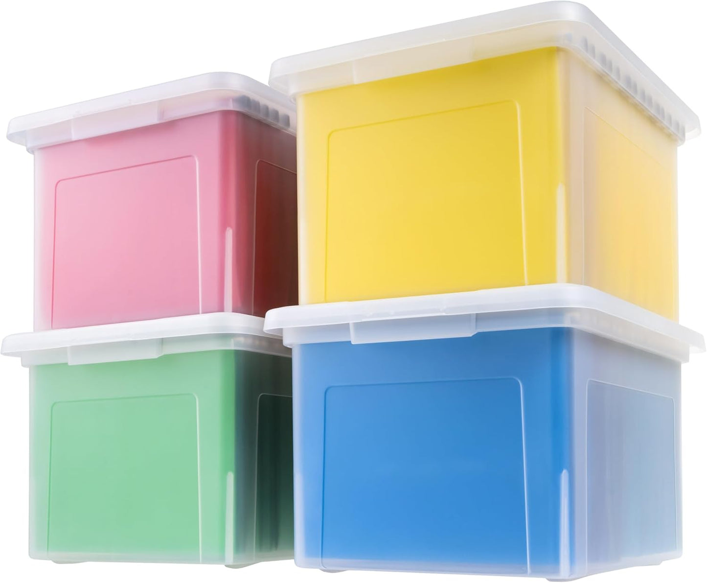 File Box, Plastic File Organizer with Lids for Letter/Legal File, Portable Document Box For Moving, Storage Bin with Durable and Secure Lid, Stackable Nestable BPA-Free, Clear 35 Qt. 8 Pack