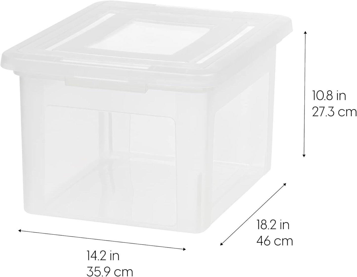 File Box, Plastic File Organizer with Lids for Letter/Legal File, Portable Document Box For Moving, Storage Bin with Durable and Secure Lid, Stackable Nestable BPA-Free, Clear 35 Qt. 8 Pack