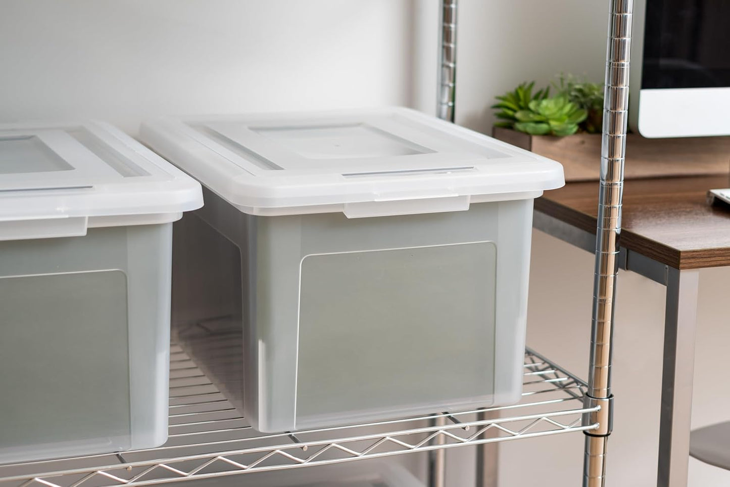 File Box, Plastic File Organizer with Lids for Letter/Legal File, Portable Document Box For Moving, Storage Bin with Durable and Secure Lid, Stackable Nestable BPA-Free, Clear 35 Qt. 8 Pack