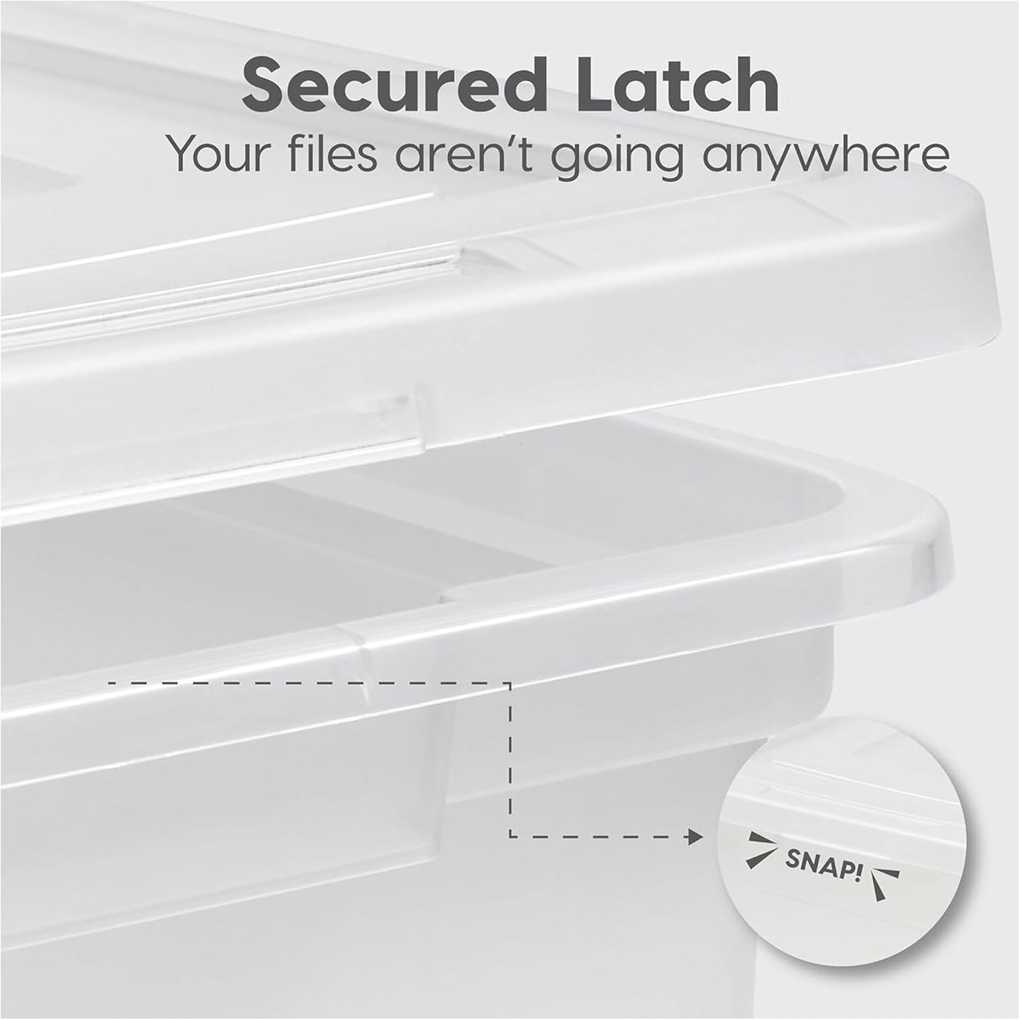 File Box, Plastic File Organizer with Lids for Letter/Legal File, Portable Document Box For Moving, Storage Bin with Durable and Secure Lid, Stackable Nestable BPA-Free, Clear 35 Qt. 8 Pack