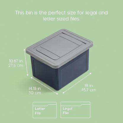 File Box, Plastic File Organizer with Lids for Letter/Legal File, Portable Document Box For Moving, Storage Bin with Durable and Secure Lid, Stackable Nestable BPA-Free, Clear 35 Qt. 8 Pack