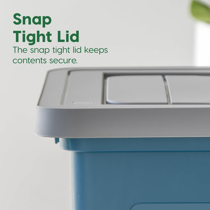 File Box, Plastic File Organizer with Lids for Letter/Legal File, Portable Document Box For Moving, Storage Bin with Durable and Secure Lid, Stackable Nestable BPA-Free, Clear 35 Qt. 8 Pack