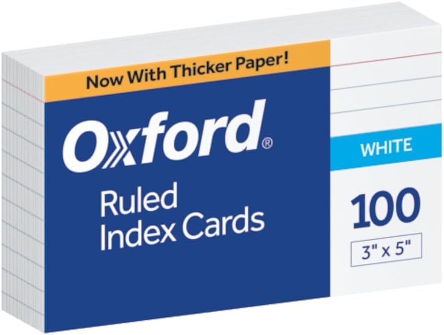 Ruled Index Cards, 3" x 5", White, 100-Pack (31)