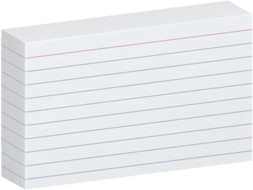 Ruled Index Cards, 3" x 5", White, 100-Pack (31)