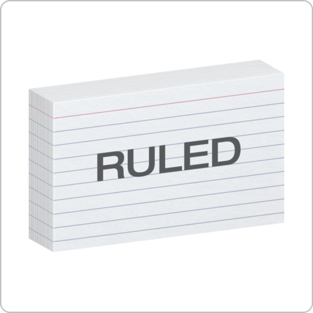 Ruled Index Cards, 3" x 5", White, 100-Pack (31)