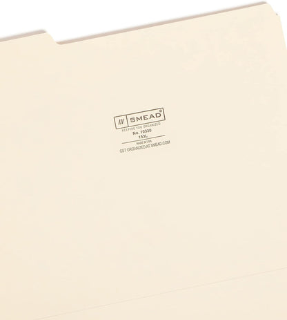 File Folders Letter Sized, 1/3-Cut Tab, Assorted Positions, Letter Size Manila Folders, 100 Per Box (10330)