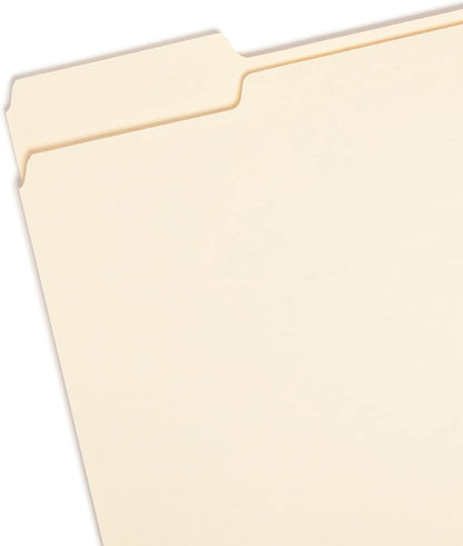 File Folders Letter Sized, 1/3-Cut Tab, Assorted Positions, Letter Size Manila Folders, 100 Per Box (10330)