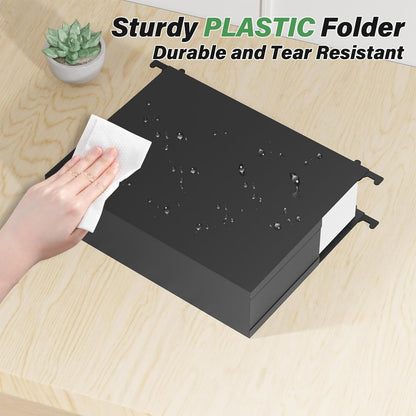 Plastic Hanging File Folders Letter Size, 3 inch Hanging Folders for Filing Cabniet, 6 Pack File Folders with Tabs, Hanging File Folder Organizers for School Office Home - Assorted Colors