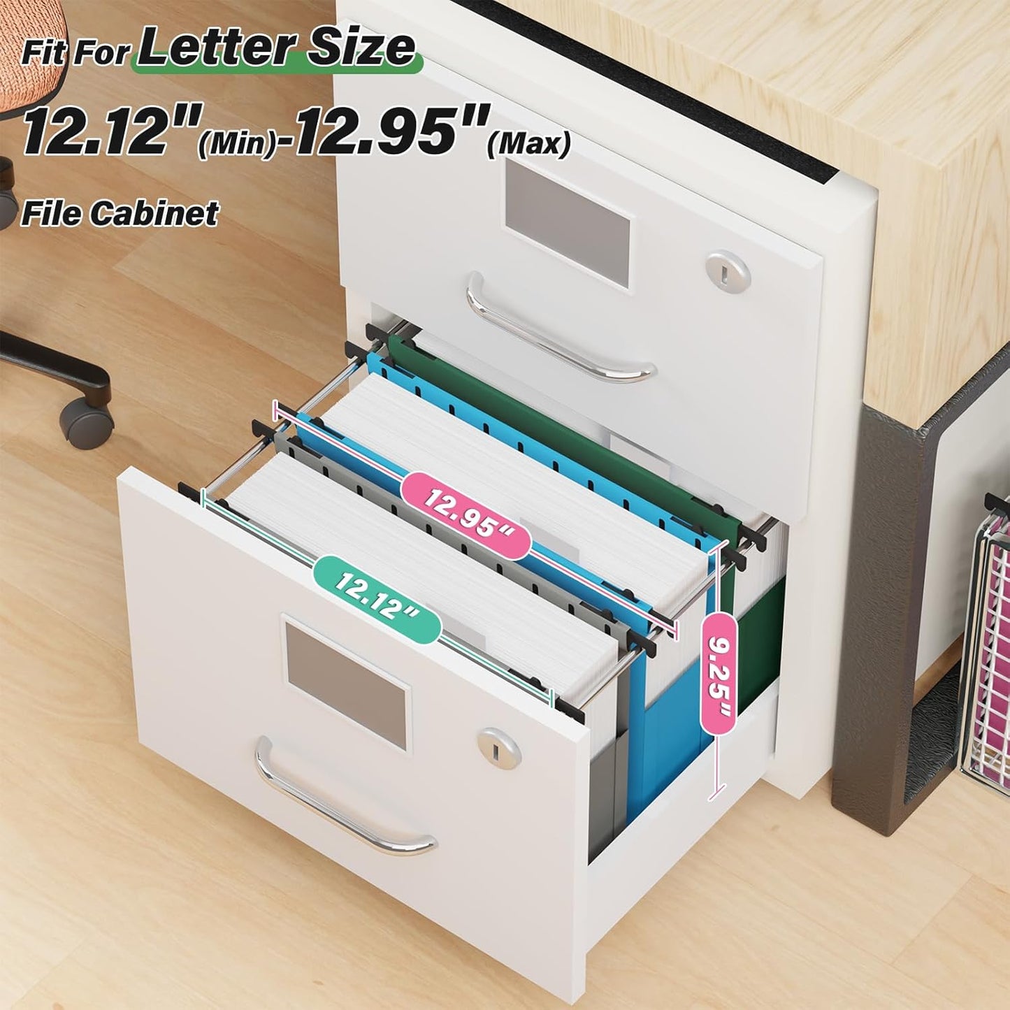 Plastic Hanging File Folders Letter Size, 3 inch Hanging Folders for Filing Cabniet, 6 Pack File Folders with Tabs, Hanging File Folder Organizers for School Office Home - Assorted Colors