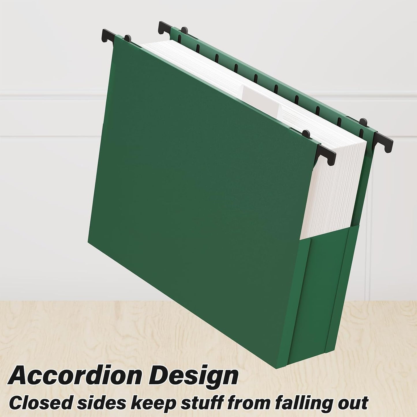 Plastic Hanging File Folders Letter Size, 3 inch Hanging Folders for Filing Cabniet, 6 Pack File Folders with Tabs, Hanging File Folder Organizers for School Office Home - Assorted Colors