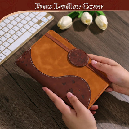 Lined Journal Notebook, A5 Hardcover Leather Journal for Men Women, 200 Pages 100 GSM Thick Paper, Journaling Notebooks for Work School Travel Note Taking, Beige & Brown