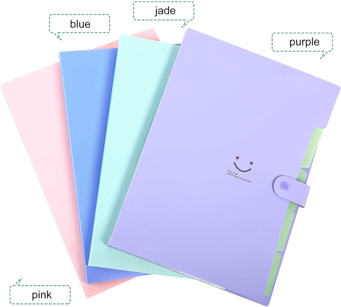 Expanding File Folder with 32 Labels, 5 Pockets A4 Letter Size Accordion Folder Paper Organizer for School and Office Pack of 4