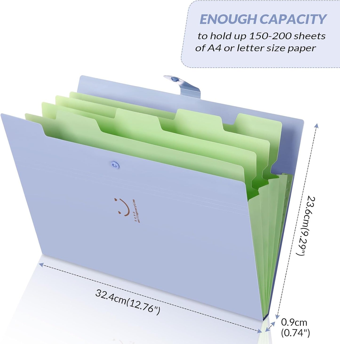 Expanding File Folder with 32 Labels, 5 Pockets A4 Letter Size Accordion Folder Paper Organizer for School and Office Pack of 4