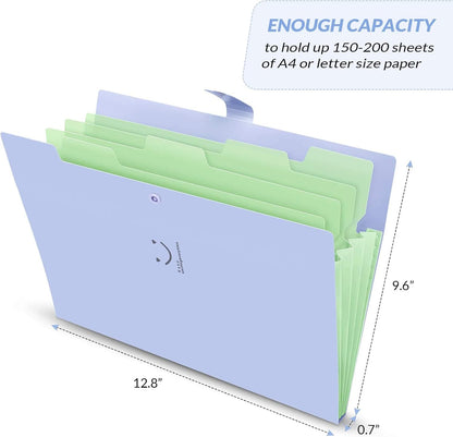 Expanding File Folder with 32 Labels, 5 Pockets A4 Letter Size Accordion Folder Paper Organizer for School and Office Pack of 4