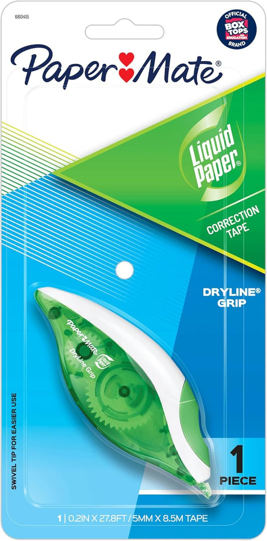Paper Mate 660415 Liquid Paper DryLine Grip Correction Tape Dispenser, Pack of 1