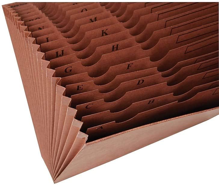 Letha‑Tone Expanding File, A–Z Alphabetical Index, 21‑Pocket Organizer, Letter Size, Brown Redrope
