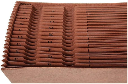Letha‑Tone Expanding File, A–Z Alphabetical Index, 21‑Pocket Organizer, Letter Size, Brown Redrope